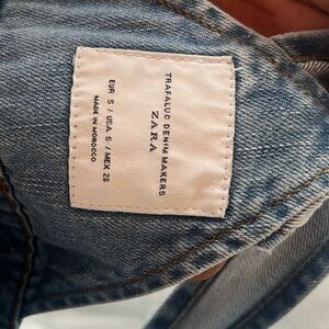 Zara Distressed Light Blue Overalls